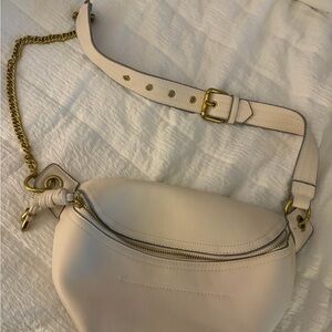 Elegant Cream Leather Crossbody Bag